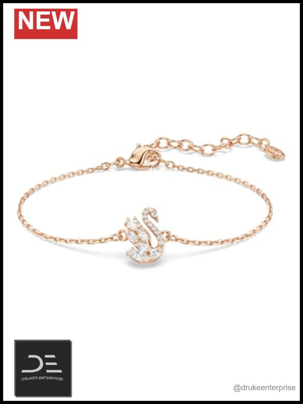 Swarovski Crystal Swan Bracelet Rose Gold Plated Adjustable